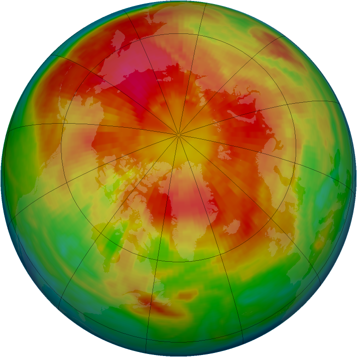 Arctic ozone map for 14 March 1985